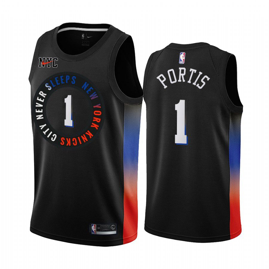 Men New York Knicks #1 bobby portis black city edition 2020 nba jersey